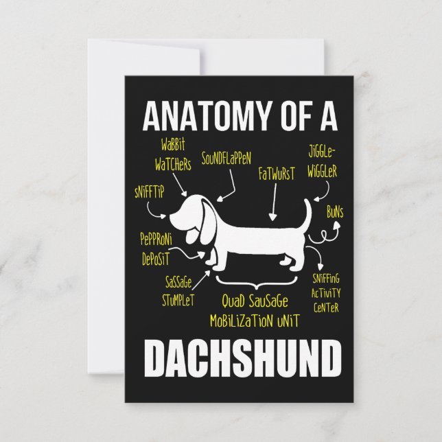 Tarjeta De Agradecimiento Regalo de perro | Anatomía De Dachshund (Anverso)