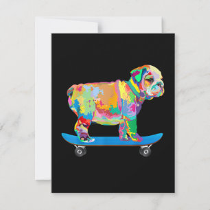 Tarjeta De Agradecimiento Regalo de perro Patineta de Bulldog de Guay de c