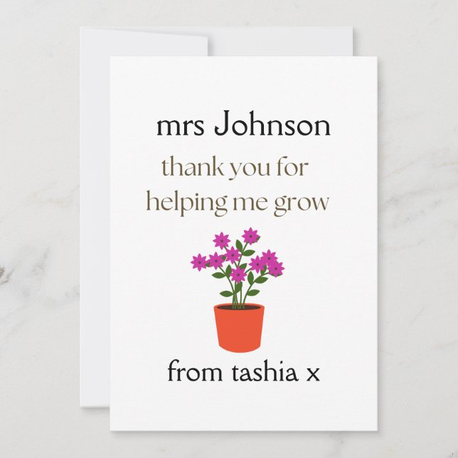 Tarjeta De Agradecimiento Regalo de profesor personalizado, regalo de profes (Anverso)