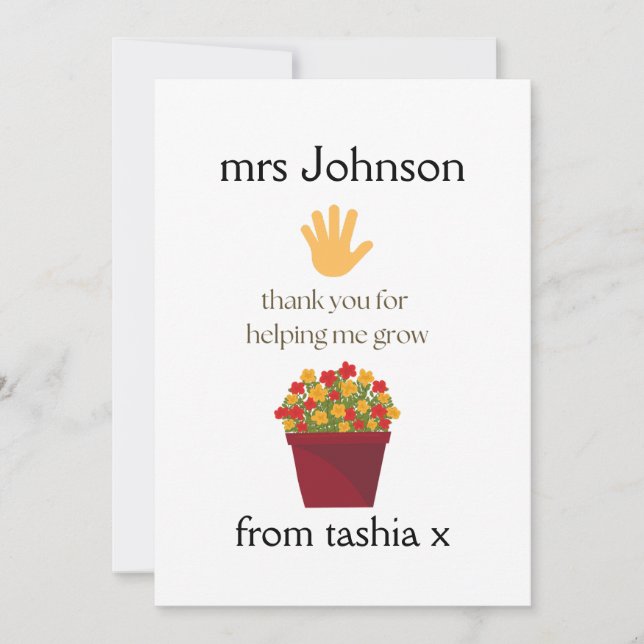 Tarjeta De Agradecimiento Regalo de profesor personalizado, regalo de profes (Anverso)