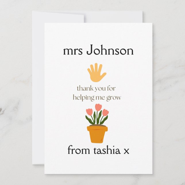 Tarjeta De Agradecimiento Regalo de profesor personalizado, regalo de profes (Anverso)