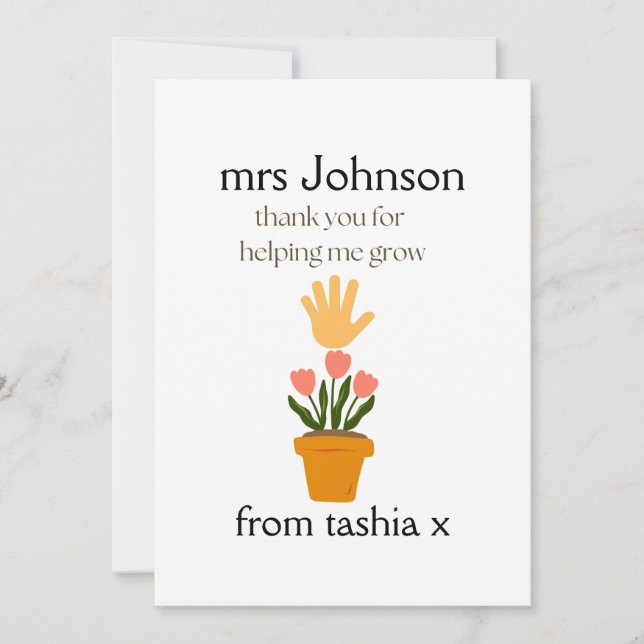 Tarjeta De Agradecimiento Regalo de profesor personalizado, regalo de profes (Anverso)