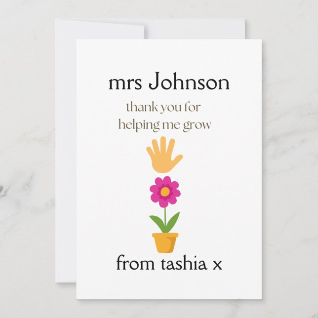 Tarjeta De Agradecimiento Regalo de profesor personalizado, regalo de profes (Anverso)