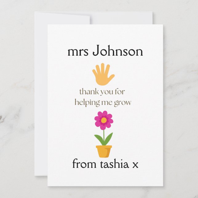 Tarjeta De Agradecimiento Regalo de profesor personalizado, regalo de profes (Anverso)