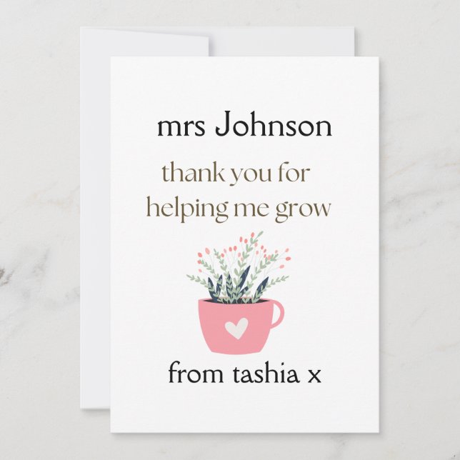 Tarjeta De Agradecimiento Regalo de profesor personalizado, regalo de profes (Anverso)