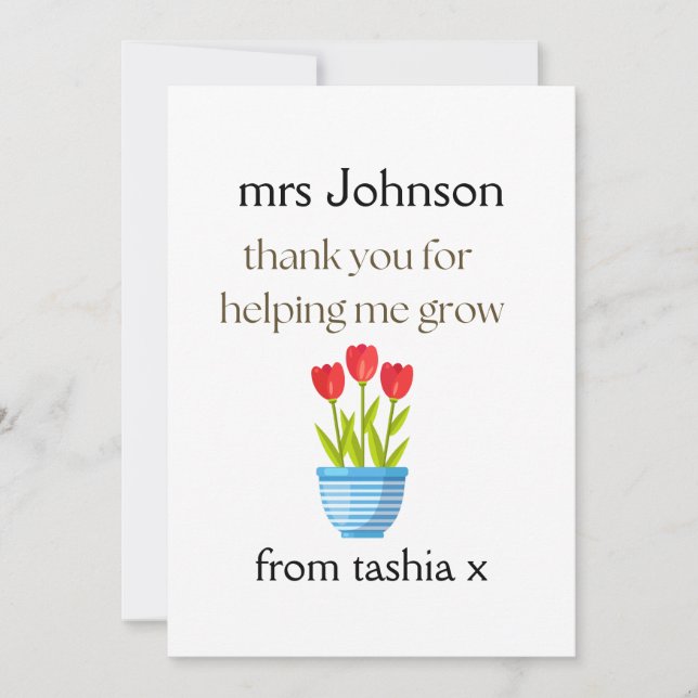 Tarjeta De Agradecimiento Regalo de profesor personalizado, regalo de profes (Anverso)