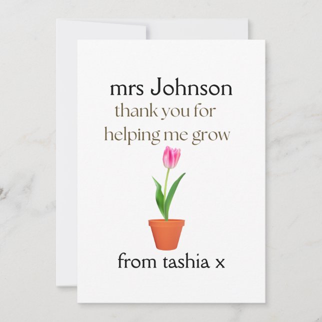 Tarjeta De Agradecimiento Regalo de profesor personalizado, regalo de profes (Anverso)