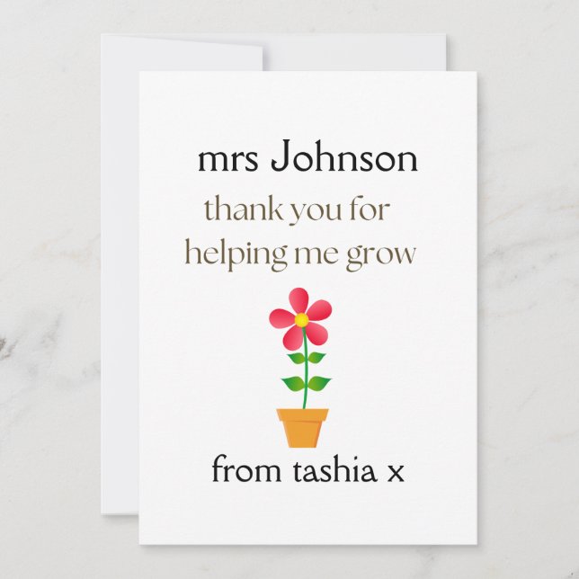 Tarjeta De Agradecimiento Regalo de profesor personalizado, regalo de profes (Anverso)