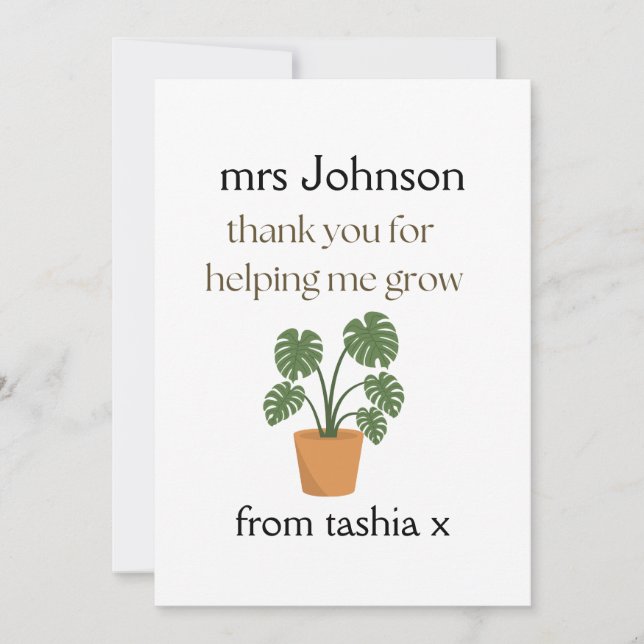 Tarjeta De Agradecimiento Regalo de profesor personalizado, regalo de profes (Anverso)