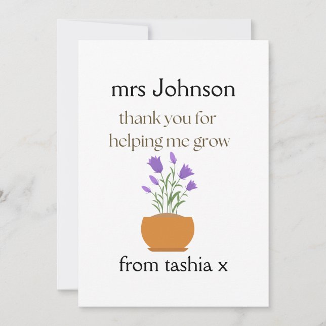 Tarjeta De Agradecimiento Regalo de profesor personalizado, regalo de profes (Anverso)