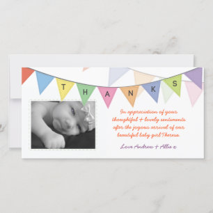 Tarjeta De Agradecimiento Regalo de recién nacido Gracias Fototarjeta brilla