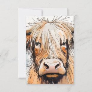 Tarjeta De Agradecimiento Regalo de vaca, vaca de las tierras altas