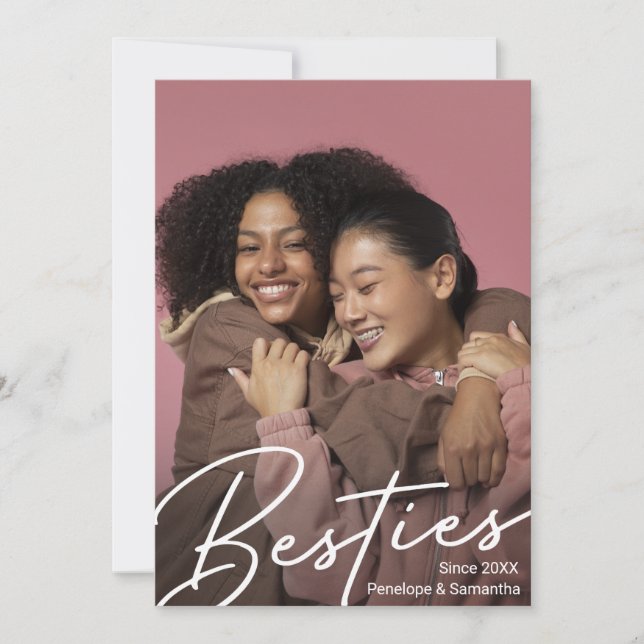Tarjeta De Agradecimiento Regalo fotográfico moderno de Besties (Anverso)