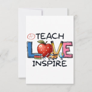 Tarjeta De Agradecimiento Regalo para maestros Enseñar Amor Inspirar