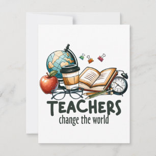 Tarjeta De Agradecimiento Regalo para maestros   Los maestros cambian el mun