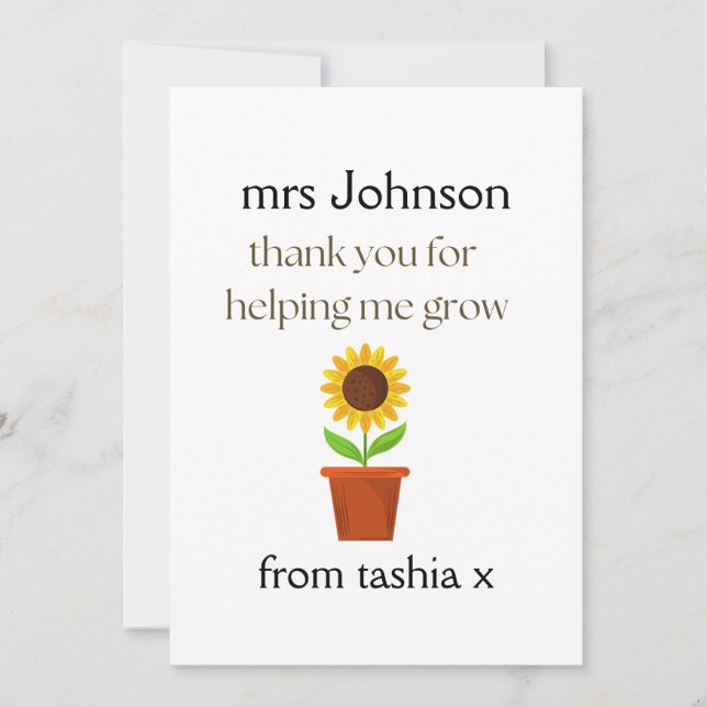 Tarjeta De Agradecimiento Regalo personalizado para maestro, regalo de abeja (Anverso)