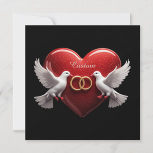 Tarjeta De Agradecimiento Regalo Romántico de Aniversario Corazón Palomas de