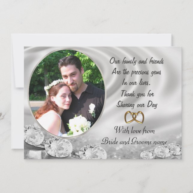 Tarjeta De Agradecimiento Regalos de boda gracias con retrato (Anverso)