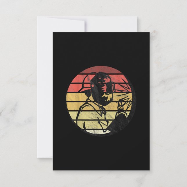 Tarjeta De Agradecimiento Regalos de silueta de soldadura por sol retro (Anverso)