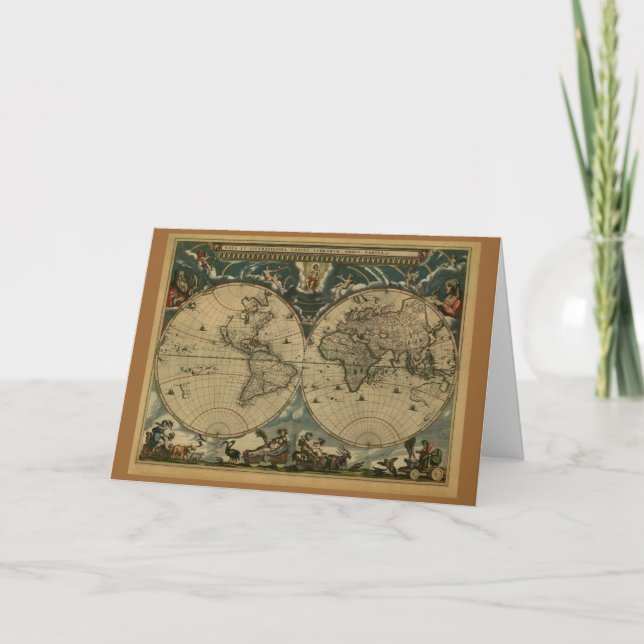 Tarjeta De Agradecimiento Regalos del mapa de Viejo Mundo (Anverso)
