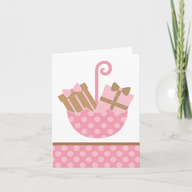 Tarjeta De Agradecimiento Regalos rosas en el paraguas Gracias (Anverso)