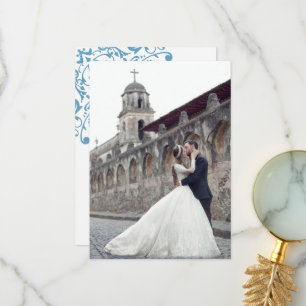 Tarjeta De Agradecimiento Regency French Blue Fleur de Lis Boda Photo