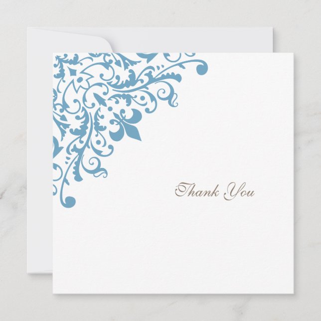 Tarjeta De Agradecimiento Regency French Blue Fleur de Lis Square Boda (Anverso)