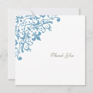 Tarjeta De Agradecimiento Regency French Blue Fleur de Lis Square Boda