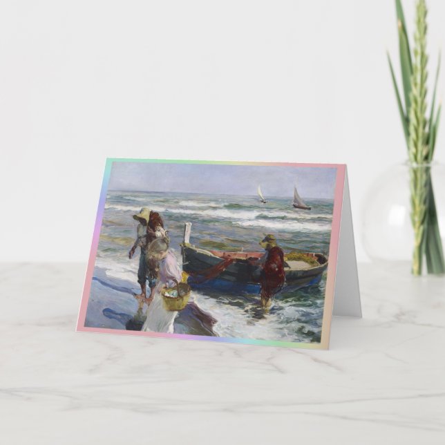 Tarjeta De Agradecimiento Regreso de la pesca, Joaquin Sorolla y Bastida (Anverso)