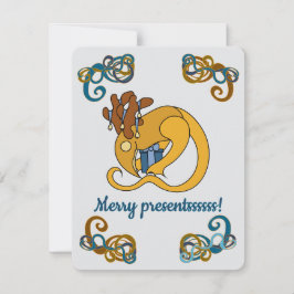 Tarjeta De Agradecimiento Reindeer bird with bells and presents Christmas