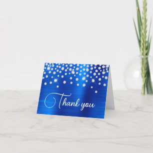 Tarjeta De Agradecimiento Relieve metalizado Azul Real Diamond Confetti 50 c