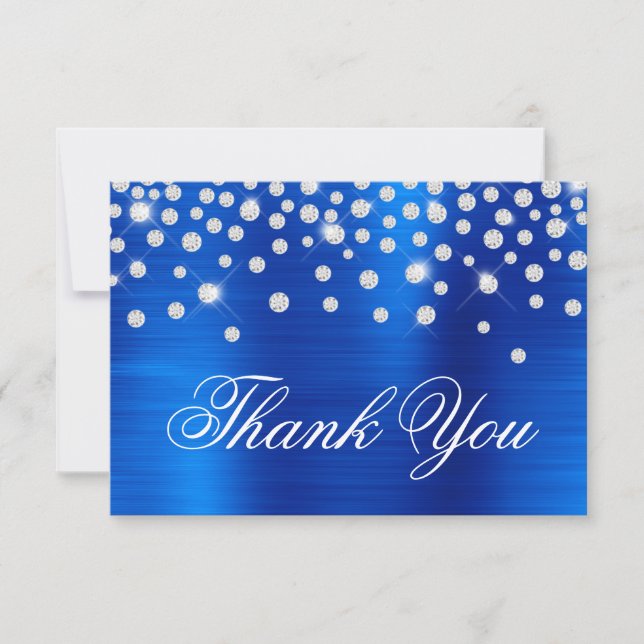 Tarjeta De Agradecimiento Relieve metalizado Diamond Confetti Royal Blue Sat (Anverso)