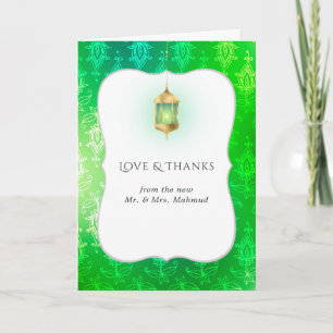 Tarjeta De Agradecimiento Relieve metalizado dorado Arabian Boda de Bollywoo