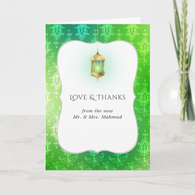 Tarjeta De Agradecimiento Relieve metalizado dorado Arabian Boda de Bollywoo (Anverso)