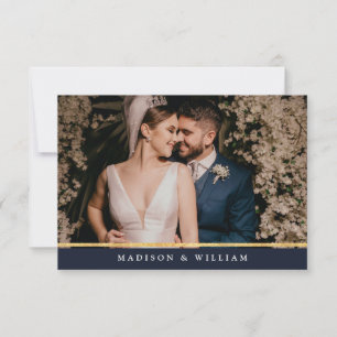 Tarjeta De Agradecimiento Relieve metalizado dorado azul de la Marina Foto g