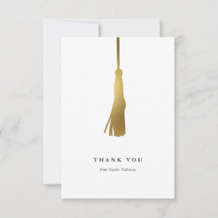 Tarjeta De Agradecimiento Relieve metalizado dorado de graduación Tassel Per