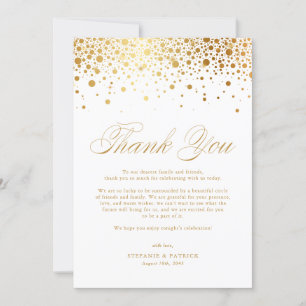 Tarjeta De Agradecimiento Relieve metalizado dorado falso confetti puntos Bo