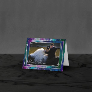 Tarjeta De Agradecimiento Relieve metalizado Glitzy   Foto de Ombre iridisce