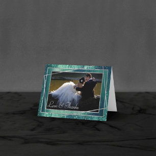 Tarjeta De Agradecimiento Relieve metalizado Glitzy   Foto de parkle de Aqua