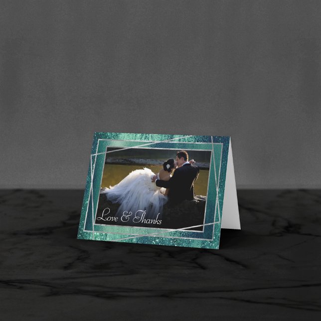 Tarjeta De Agradecimiento Relieve metalizado Glitzy | Foto de parkle de Aqua (Subido por el creador)