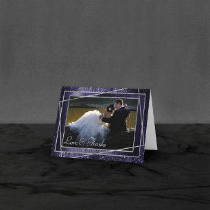 Tarjeta De Agradecimiento Relieve metalizado Glitzy Indigo Midnight Purpur