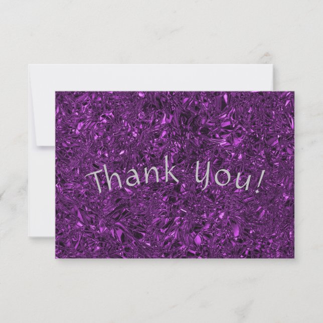 Tarjeta De Agradecimiento Relieve metalizado violeta de lujo personalizado a (Anverso)