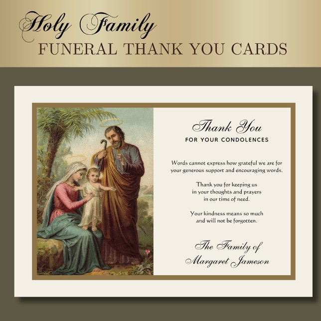 Tarjeta De Agradecimiento Religiosa Católica Santa Familia Jesús Condolencia (Subido por el creador)