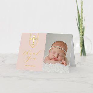 Tarjeta de agradecimiento religiosa con foto rosa