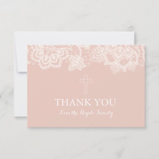 Tarjeta de agradecimiento religiosa de chica Pink  (Anverso)