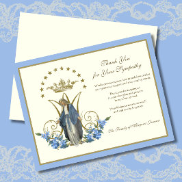Tarjeta De Agradecimiento Religiosa Virgen Católica María Floral Elegante