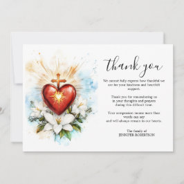 Tarjeta De Agradecimiento Religioso Católico Sagrado Corazón Jesús Pésame