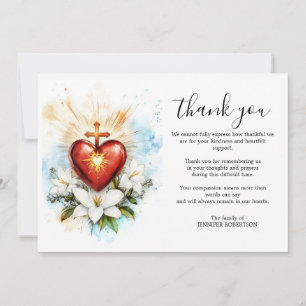 Tarjeta De Agradecimiento Religioso Católico Sagrado Corazón Jesús Pésame