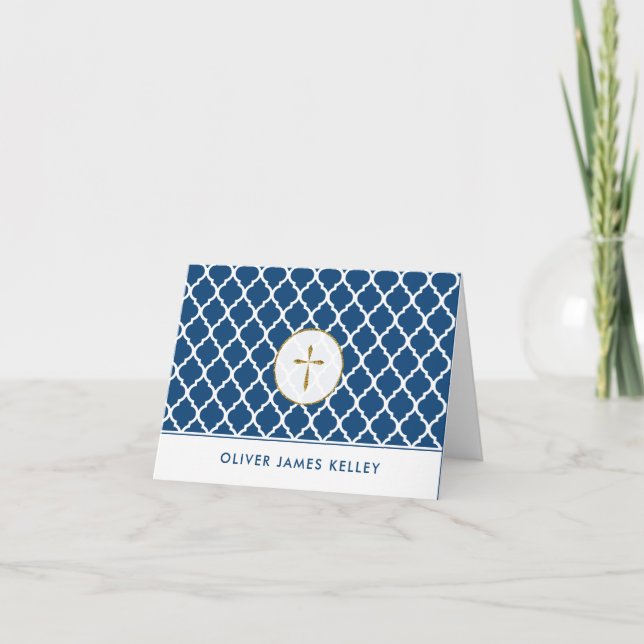 Tarjeta De Agradecimiento Religiosos cruzados del oro le agradecen, marina (Anverso)