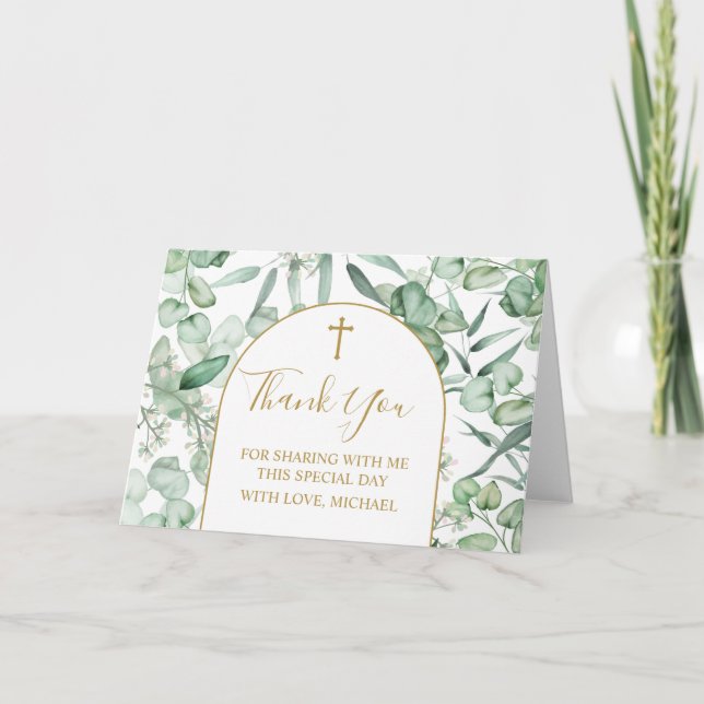 Tarjeta De Agradecimiento Religious Eucalyptus greenery Thank you card (Anverso)